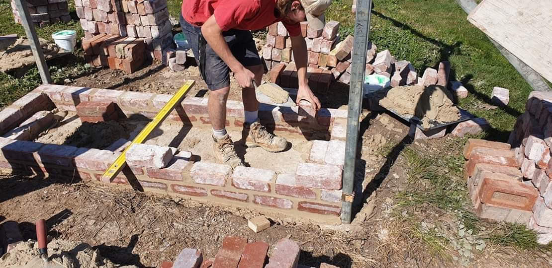 Foundation layed brick course started